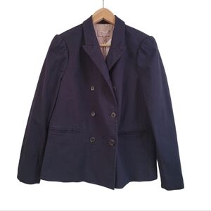 NWT Rebbeca Taylor Women's Navy Blue Double Breasted Blazer Jacket Size 12